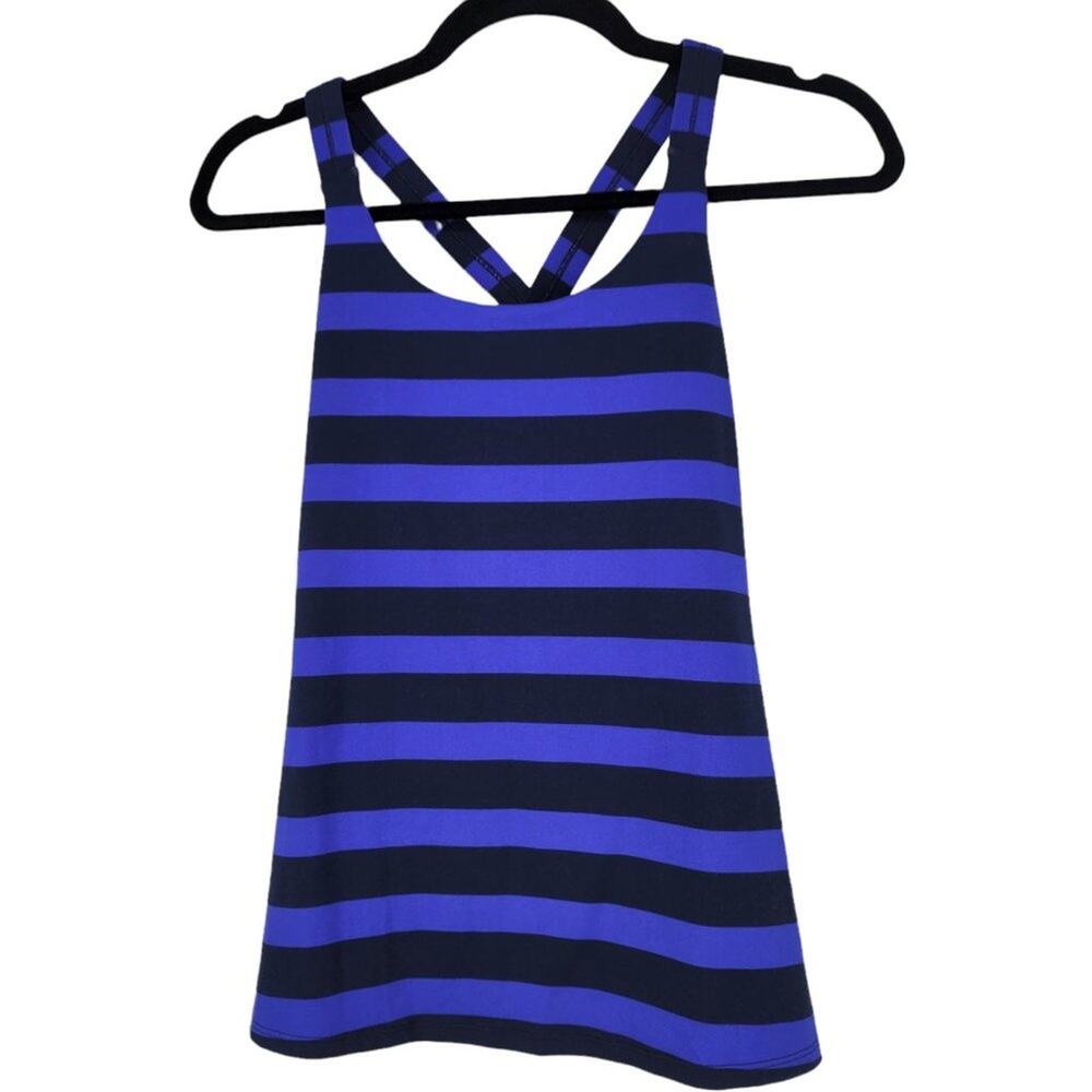 Athleta Bold Stripes Racerback Shelf Bra Optimism Tank Top Size Medium